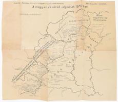 cca 1940 A magyar és török végvárak 1576-ban, térkép, Bánlaky József: A magyar nemzet hadtörténelme c. mű melléklete, kissé foltos, 42x42 cm