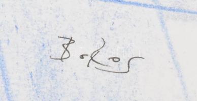 Boros Attila (1971-): Kilátás tengerre. Vegyes technika, papír, jelzett. 39,5×38 cm