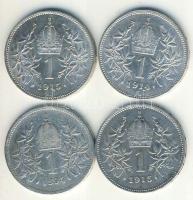 Ausztria 1894-1915. 1K Ag (4x) 3klf évszámmal T:2,3