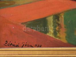 Zórád Géza (1896-1959): Templombelső, 1937. Olaj, karton, jelzett. Dekoratív fakeretben, 44x45 cm