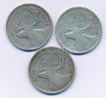 Kanada 1942-1944. 25c Ag "VI. György" (3xklf) T:VF
Canada 1942-1944. 25 Cents Ag "Ge...