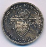 1938. 5P Ag "Szent István" T:AU patina Adamo P8.1