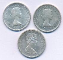 Kanada 1962-1965. 25c Ag "II. Erzsébet" (3xklf) T:XF Canada 1962-1965. 25 Cents Ag "Elizabeth II" (3xdiff) C:XF