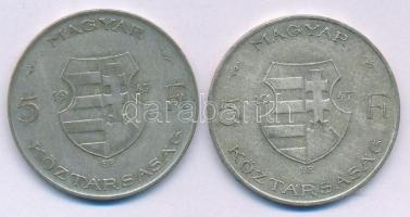 1947. 5Ft Ag "Kossuth" (2x) T:VF,F patina Adamo F8.1