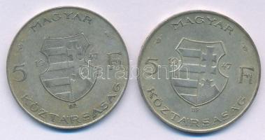 1947. 5Ft Ag "Kossuth" (2x) T:VF,F patina Adamo F8.1