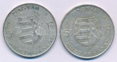 1947. 5Ft Ag "Kossuth" (2x) T:VF,F patina Adamo F8.1