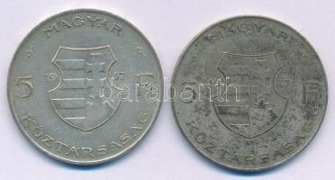 1947. 5Ft Ag "Kossuth" (2x) T:VF,F patina Adamo F8.1