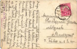 1927 Jászkarajenő, Rákóczi téri (később Templom tér) vasúti megálló a kisvasúttal, vasútállomás, von...