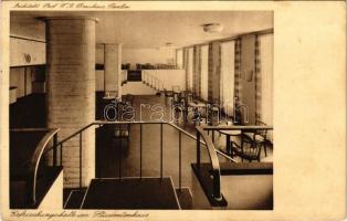 1937 Berlin, Studentenhaus der Friedrich-Wilhelms-Universität. Erfrischungshalle im Studentenhaus. Architekt Prof. F. A. Breuhaus. Oranienburger Straße 18. Photogr. Emil Leitner / dormitory of the university, lounge interior (fl)