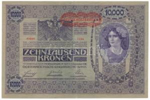 Ausztria 1918. 10.000K vízszintes "DEUTSCHÖSTERREICH" felülbélyegzéssel, "1089 43893" T:XF Austria 1918. 10.000 Kronen, with horizontal "DEUTSCHÖSTERREICH" overprint, "1089 43893" T:XF Krause 65.