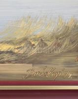 Bubelényi László (1953-2018): Vízparti táj. Olaj, farost, jelzett. Dekoratív fakeretben. 50x70 cm