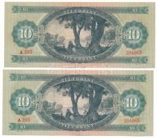 1962. 10Ft (2x) egyugrású sorszámkövetők "A 293 204863, A 293 204865" T:VF
Adamo F6