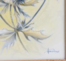 Herendi festett porcelán kép virág ábrázolással, jelzett, keretbe foglalva, cca 15x10 cm, kerettel 2...