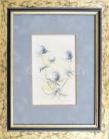 Herendi festett porcelán kép virág ábrázolással, jelzett, keretbe foglalva, cca 15x10 cm, kerettel 2...