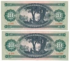 1969. 10Ft (2x) sorszámkövetők "A 506 051568 - A 506 051569" T:F szép papír Adamo F7