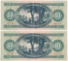 1969. 10Ft (2x) sorszámkövetők "A 328 002871 - A 328 002872" T:F szép papír Adamo F7