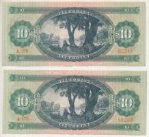 1969. 10Ft (2x) sorszámkövetők "A 176 002309 - A 176 002310" T:F szép papír Adamo F7