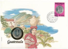 Guatemala 1981. 10c felbélyegzett borítékban, bélyegzéssel, német nyelvű leírással T:UNC Guatemala 1981. 10 Centavos in envelope with stamp and cancellation, with German description C:UNC