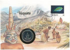 Vanuatu 1983. 20v Cu-Ni felbélyegzett borítékban, bélyegzéssel, német nyelvű tájékoztatóval T:AU Vanuatu 1983. 20 Vatu Cu-Ni in envelope with stamp, cancellation and a prospectus in german C:AU