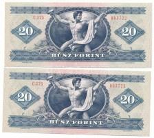 1980. 20Ft (2x) sorszámkövetők "C 375 003722 - C 375 003723" T:VF,F szép papír Adamo F17