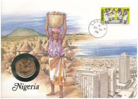 Nigéria 1974. 1k felbélyegzett borítékban, bélyegzéssel, német nyelvű leírással T:UNC Nigeria 1974. 1 Kobo in envelope with stamp and cancellation, with German description C:UNC