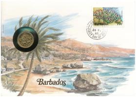 Barbados 1973. 5c felbélyegzett borítékban, bélyegzéssel, német nyelvű leírással T:UNC Barbados 1973. 5 Cents in envelope with stamp and cancellation, with German description C:UNC