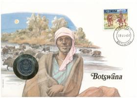 Botswana 1984. 10t felbélyegzett borítékban, bélyegzéssel, német nyelvű leírással T:UNC Botswana 1984. 10 Thebe in envelope with stamp, cancellation and prospectus in German C:UNC