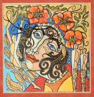 Radnai Zoltán (1960-): Gondolat II. Tűzzománc, rézlap, jelzett, hátoldalán Radnai Galéria címkéjével...