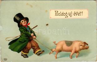 1911 Boldog új évet! Malac / New Year greeting, pig (fl)