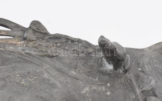 Jugendstil névjegykártyatartó, nimfa alak és béka figurákkal, üvegbetét nélkül, kopással, 28x22 cm