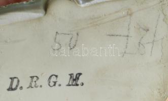 Malacok a kanapén antik német szerencsehozó kisváza, jelzett, kopással, 9,5x7 cm