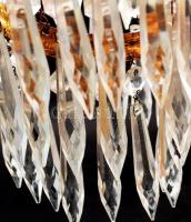 cca 1930, Antik csillár, sok csiszolt prizmával, 1 leesett darabbal, d: 26 cm