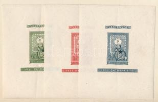 1951 80 éves a magyar bélyeg blokksor (51.000) (függőleges törés / vertical fold)