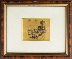 Körmenet, nyomat fém lemezen, üvegezett fakeretben, 7x9 (kerettel: 19,5x23,5) cm