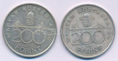 1992-1993. 200Ft "MNB" Ag (2xklf) T:XF patina, kis ph. Adamo F13