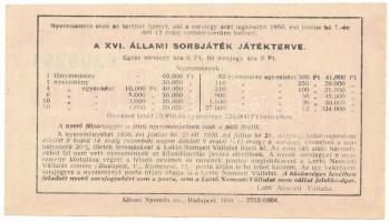 Budapest 1950. "XVI. Állami Sorsjáték" fél sorsjegy T:AU Hungary / Budapest 1950. "XV...