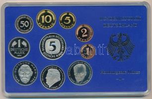 NSZK 1994J 1pf-5M (10xklf) forgalmi sor műanyag dísztokban T:PP patina FRG 1994J 1 Pfennig - 5 Mark (10xdiff) coin set in plastic case C:PP patina