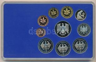 NSZK 1994J 1pf-5M (10xklf) forgalmi sor műanyag dísztokban T:PP patina
FRG 1994J 1 Pfennig - 5 Mark...