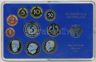 NSZK 1980G 1pf-5M (10xklf) forgalmi sor műanyag dísztokban T:PP FRG 1980G 1 Pfennig - 5 Mark (10xdiff) coin set in plastic case C:PP