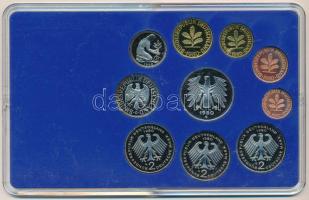 NSZK 1980G 1pf-5M (10xklf) forgalmi sor műanyag dísztokban T:PP
FRG 1980G 1 Pfennig - 5 Mark (10xdi...