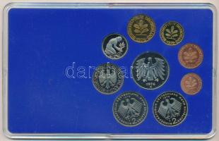 Német Szövetségi Köztársaság 1976G 1pf-5M (9xklf) forgalmi sor műanyag dísztokban T:PP halvány patin...