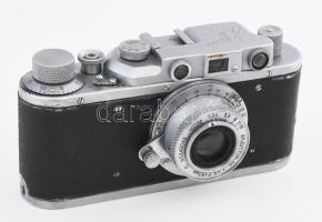 Zorkij szovjet távmérős fényképezőgép, Industar-22 50mm f/3.5 objektívvel, sapkával, eredeti bőr tok...