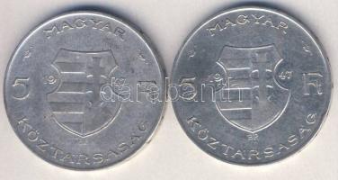 1947. 5Ft Ag "Kossuth" (2x) T:3 ph