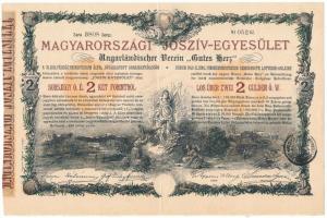 Budapest 1888. "Magyarországi Jószív-Egyesület" sorsjegykölcsön 2Ft-ról, szárazpecséttel, bélyegzéssel T:F