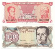 Venezuela 1989. 5B + 1998. 100B T:AU Venezuela 1989. 5 Bolivares + 1998. 100 Bolivares C:AU