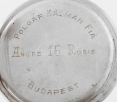 Polgár Kálmán fiai ezüst (Ag) zsebóra. Jelzett, működik, kis horpadások a tokon d: 50 mm