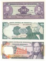 Venezuela 1995. 10B + 20B + 50B + 100B T:AU-F szép papír Venezuela 1995. 10 Bolivares + 20 Bolivares + 50 Bolivares + 100 Bolivares C:AU-F fine paper