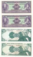 Venezuela 1990. 10B (2x) + 1989-1992. 20B (2xklf) T:AU, közte egy F Venezuela 1990. 10 Bolivares (2x) + 1989-1992. 20 Bolivares (2xdiff) C:AU, in it an F