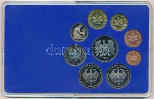 Német Szövetségi Köztársaság 1976F 1pf-5M (9xklf) forgalmi sor műanyag dísztokban T:PP halvány patin...