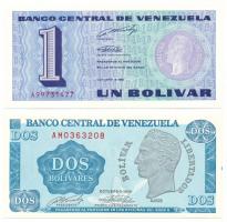 Venezuela 1989. 1B + 2B T:AU Venezuela 1989. 1 Bolivares + 2 Bolivares C:AU Krause P#68, P#69